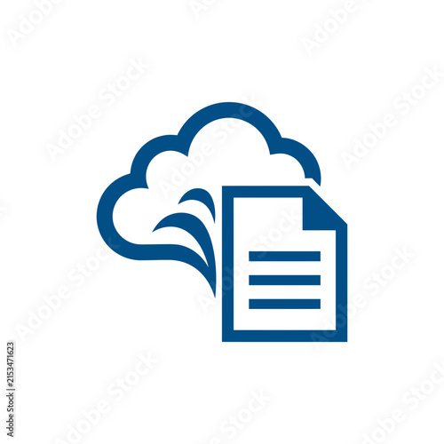 A blue icon representing digital cloud storage and document management