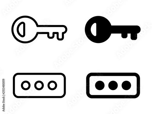 Security set featuring key and password entry icons for digital access