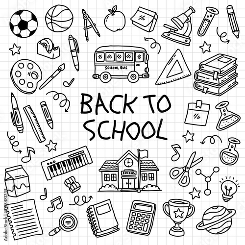 Hand drawn back to school line doodle element vector illustration