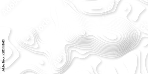 Fotografía Contour map white line terrain curves white paper cut layers design