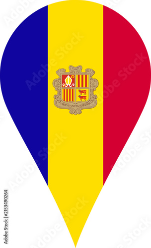 Andorra Flag Location Pin Map Marker Andorran Destination GPS Vector Icon