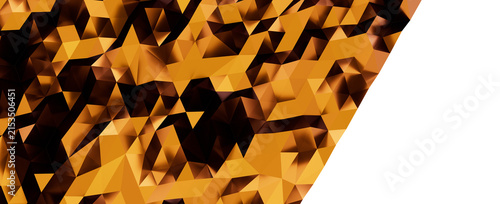 фотографія Abstract low poly background with golden geometric shapes and dark copy space