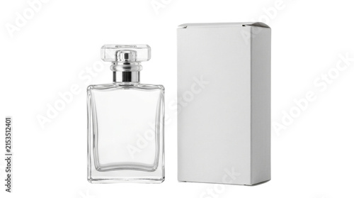 Bild auf Leinwand Blank fragrance bottle and box mockup isolated PNG with Transparent Background