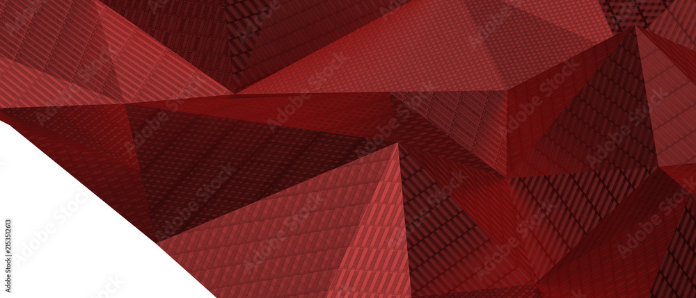 Fototapeta premium Geometric abstract background with red polygonal shapes and textured patterns.