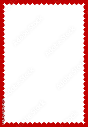 Classic Red Scalloped Border Frame Vector - Editable SVG blank template for festive greeting cards, Valentine designs, holiday stationery, invitations, menus, posters and bold celebration graphics