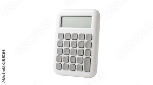 Minimal educational calculator for mathematics, school supplies, classroom learning and student study concepts. Isolated on White background.