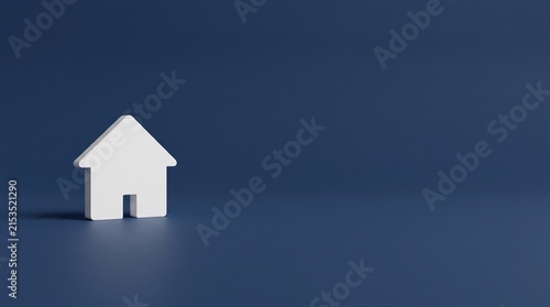 Minimal White House Silhouette on Matte Navy Studio Background with Large Copy Space for Elegant Real Estate and Housing Marketing Design