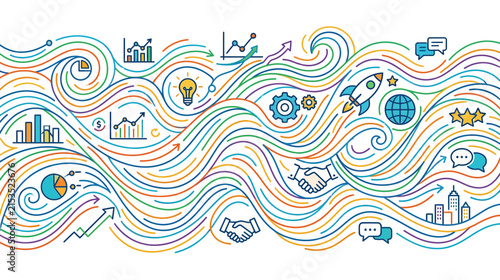 Abstract Business Growth Flow with Icons