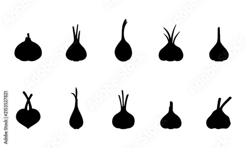 фотографія Black silhouette of wine bottles and glasses, isolated set drink alcohol