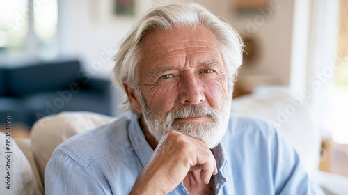 Senior man portrait representing men's health awareness prevention and healthy aging campaign