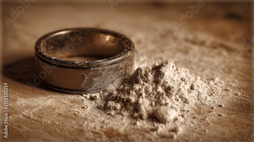 Metal ring with dust residue