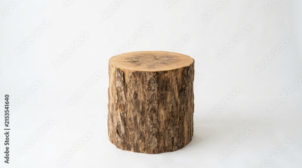 Naklejka premium Natural tree stump wooden stool