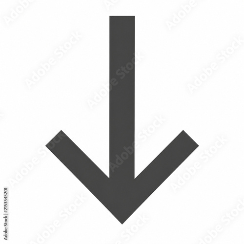 Black down arrow on white background