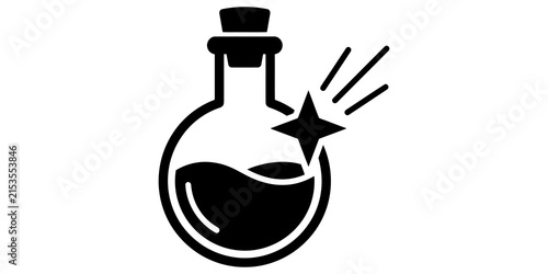 Quadro su tela Potion bottle icon with sparkling magic liquid effects vector illustration design isolated on transparent background for game asset