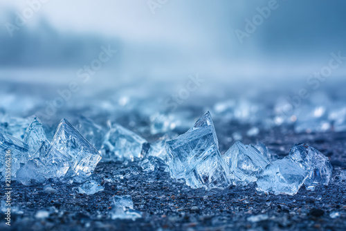 Close up of Ice Crystals on Frosty Surface