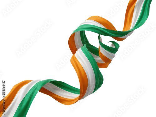 Wavy ribbons with the national flag of india isolated on transparent background