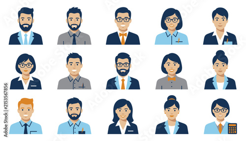 Diverse Professional Team Avatar Set Vector, Multicultural Business Employee Profile Icons, Corporate People Character Illustration Collection