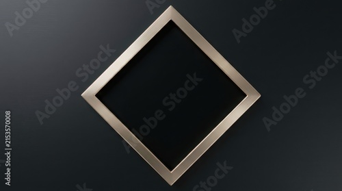 Frame with Brushed Metallic Border and Blank Black Interior Displayed as a Diamond on a Dark Textured Background