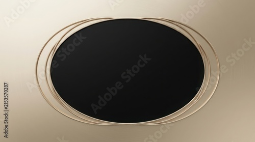 Frame with Layered Champagne Gold Oval Outlines Surrounding a Black Copy Space on a Refined Neutral Background