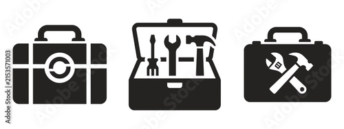 Vector icons of crossed hammer, wrench, screwdriver, and pliers for repair and maintenance