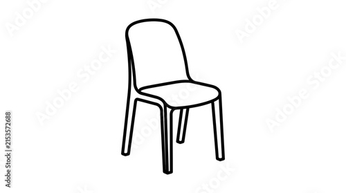 A simple chair outline is depicted as a black and white line drawing on a white background