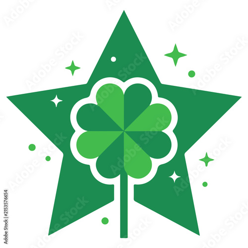 Photography Four leaf clover on star icon with achievement illustration celebration botanica