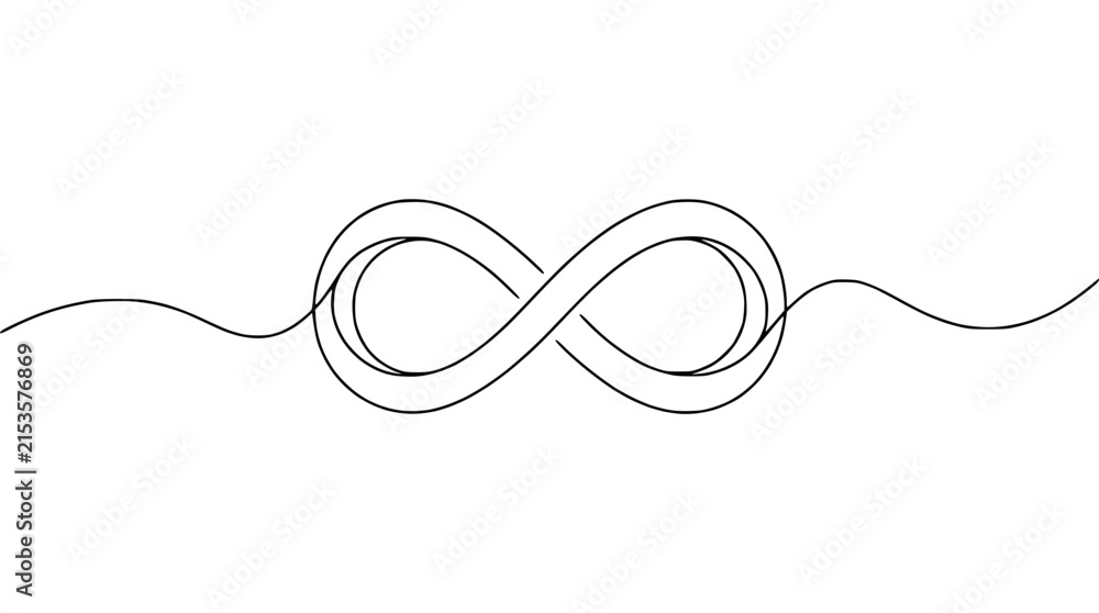 Fototapeta premium Continuous line drawing of an infinity symbol on a white background.