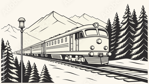 Premium Christmas Winter Railway Landscape 