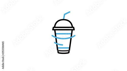 Animated juice drink bottles icon. Beverage fruit with straw animation for healthy, sweet, cold, fresh, summer and tropical drink motion graphics video with alpha channel