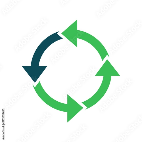 A circular icon showing green arrows in a continuous loop