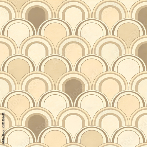 Geometric pattern in soft beige tones with arches for interior design
