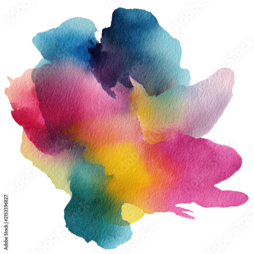 Colorful Abstract Watercolor Splatter Shape With Vibrant Blended Hues Of Pink Blue Yellow Green Purple