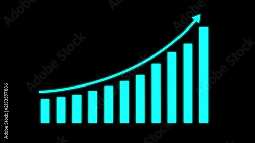 Business growth concept in graph chart showing marketing sales profit increasing to future target. business graph success Statistics bars growth animation. Abstract arrow business graph icon animation