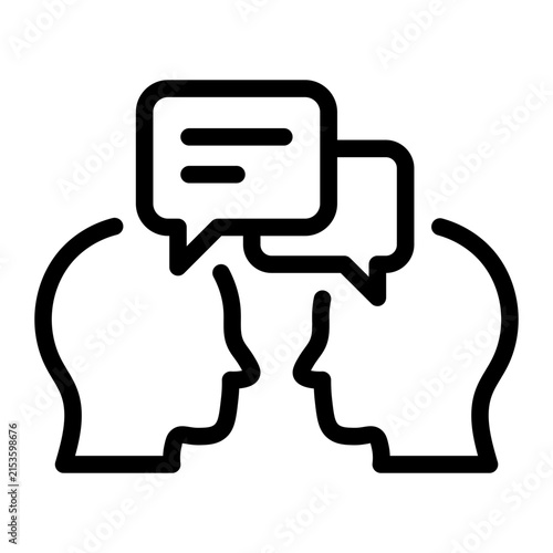Two heads talking with speech high quality creative design icon line style