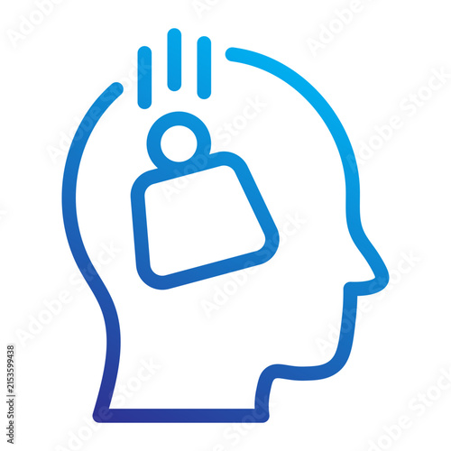 Head with heavy weight inside icon line gradient style