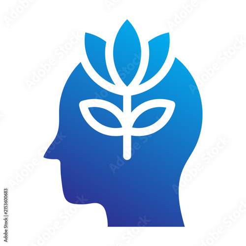Head profile with flower inside icon glyph gradient style