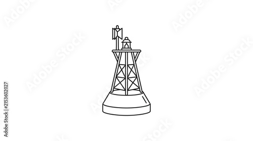 Navigational buoy marker with light tower drawing.