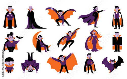 A spooky collection of halloween vampires and bats a festive and creepy illustration set