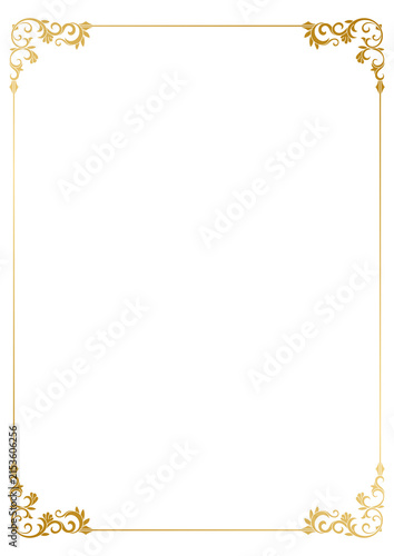 Vintage frame with fine lines, decorative patterns, and a gold finish.
