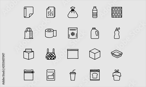 Fotografía Low density polyethylene flat line icons