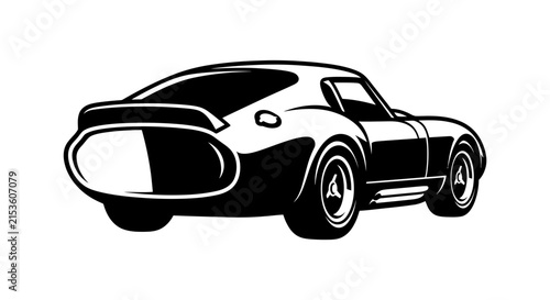 Profile of a classic sports coupe car in black and white.