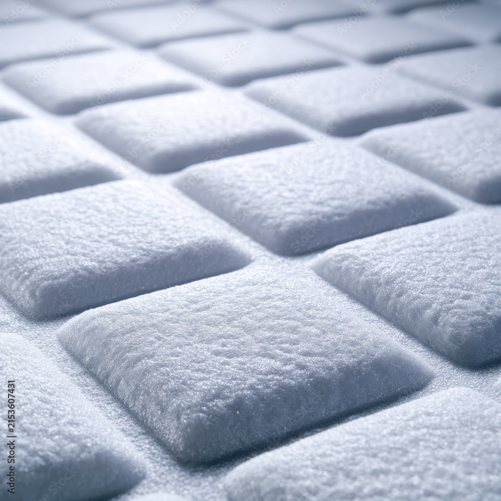 Naklejka premium Soft White Quilted Textile with Raised Square Cushion Pattern