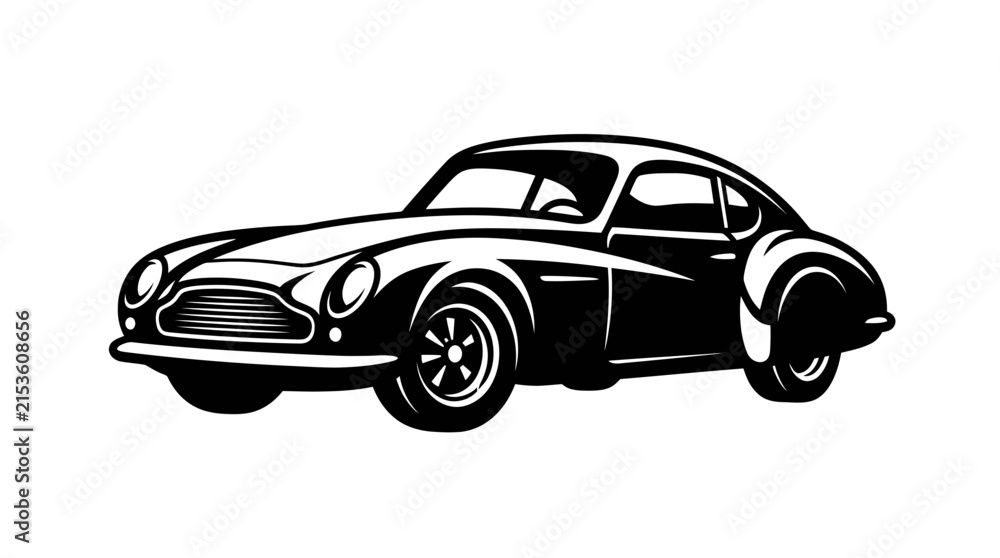 Fototapeta premium Retro luxury car front three-quarter view.