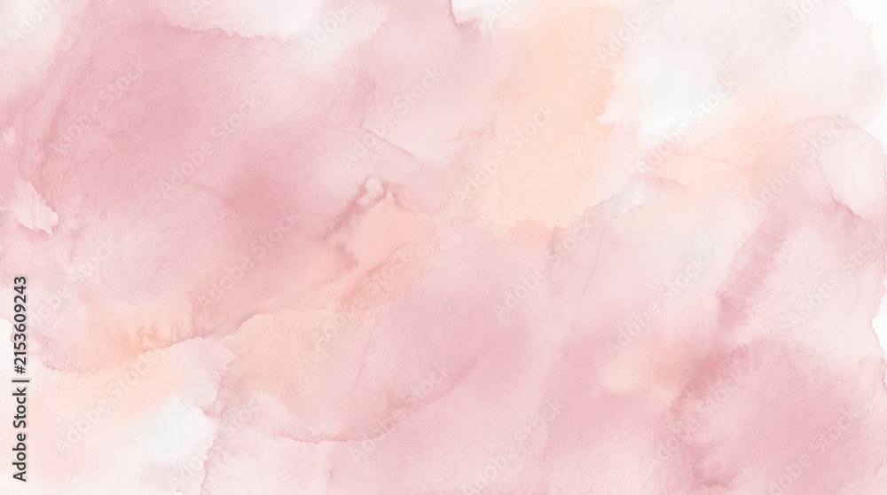 Fototapeta premium Soft pastel pink watercolor wash background with delicate brush strokes and light artistic texture for design