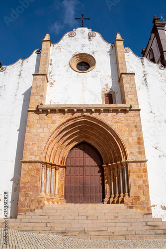 View of the cathedral in the ancient town of Silves in the Algarve, Portugal