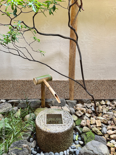 Принти на полотні Small water spout for purifying hands in Japanese traditional restaurant in Japa