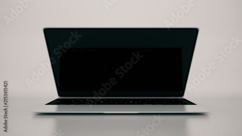 Front View Laptop Animation With Green Screen Display Mockup