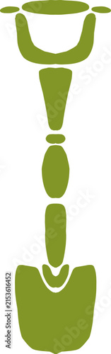Green garden equipment handle detail illustration isolated