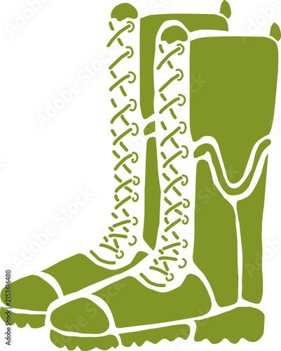 Pair of tall garden rubber boots illustration isolated