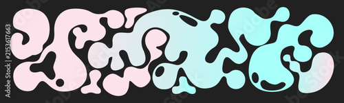Horizontal banner featuring abstract pastel fluid blobs and organic liquid shapes blending smoothly across a dark background vector.
